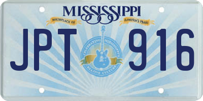 MS license plate JPT916