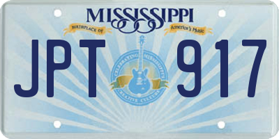 MS license plate JPT917