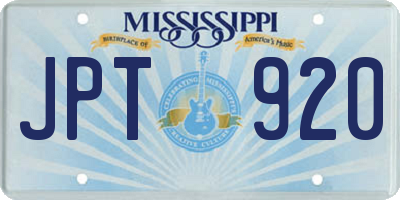 MS license plate JPT920