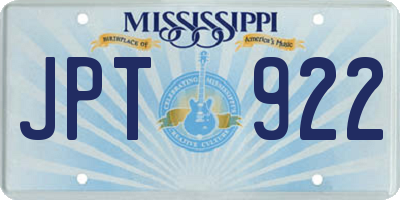 MS license plate JPT922