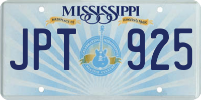 MS license plate JPT925