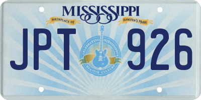 MS license plate JPT926