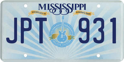 MS license plate JPT931