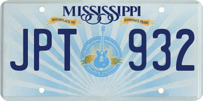 MS license plate JPT932