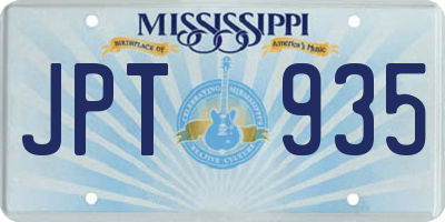 MS license plate JPT935