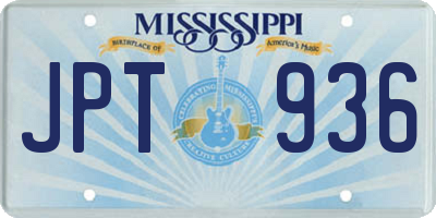 MS license plate JPT936