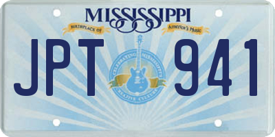 MS license plate JPT941
