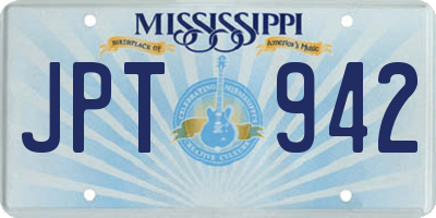 MS license plate JPT942