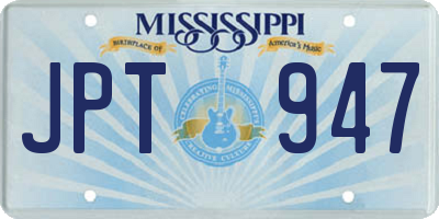 MS license plate JPT947