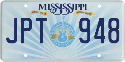 MS license plate JPT948