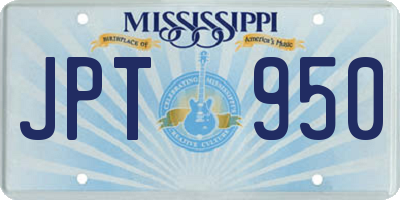 MS license plate JPT950