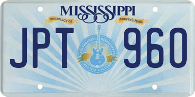 MS license plate JPT960