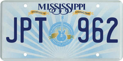 MS license plate JPT962