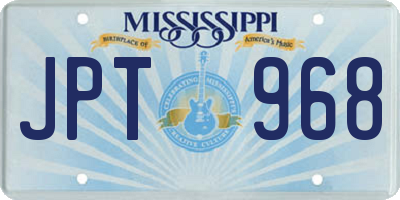 MS license plate JPT968