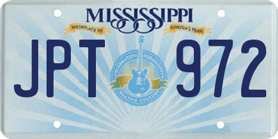 MS license plate JPT972