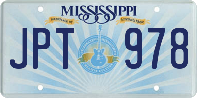 MS license plate JPT978