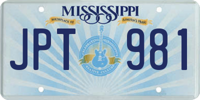 MS license plate JPT981