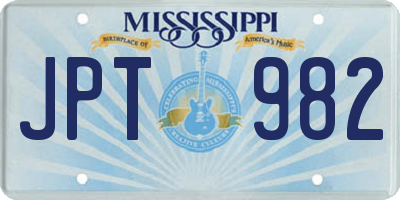 MS license plate JPT982