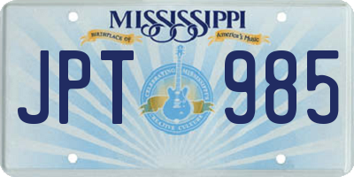 MS license plate JPT985