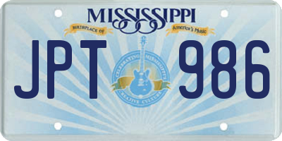 MS license plate JPT986