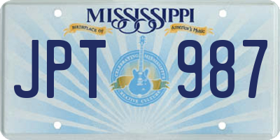 MS license plate JPT987