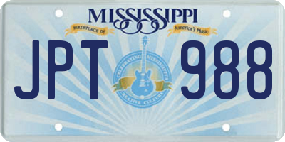 MS license plate JPT988