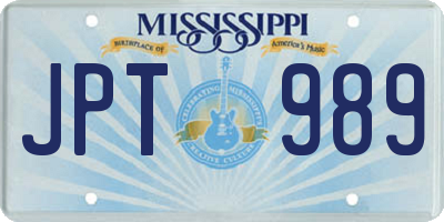MS license plate JPT989