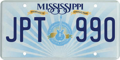 MS license plate JPT990