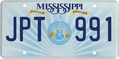MS license plate JPT991