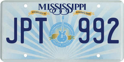MS license plate JPT992