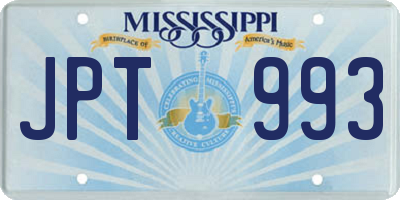 MS license plate JPT993