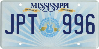MS license plate JPT996
