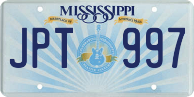 MS license plate JPT997
