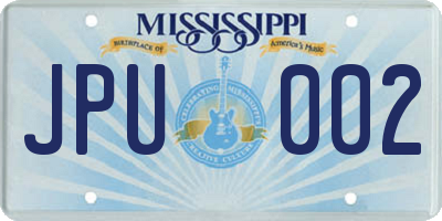 MS license plate JPU002