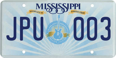 MS license plate JPU003