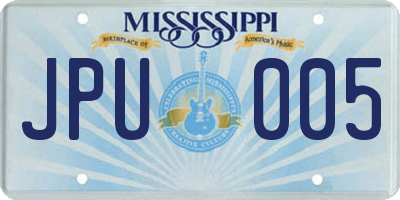 MS license plate JPU005