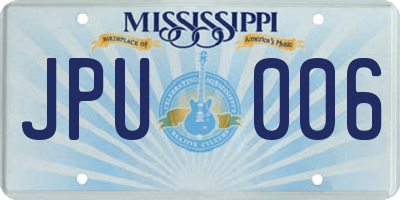 MS license plate JPU006
