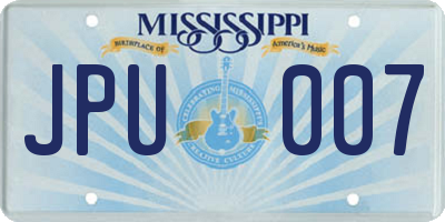 MS license plate JPU007