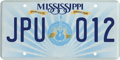 MS license plate JPU012