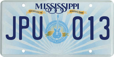 MS license plate JPU013