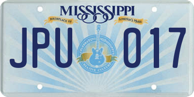 MS license plate JPU017