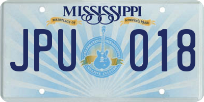 MS license plate JPU018
