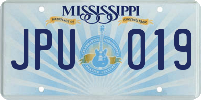 MS license plate JPU019
