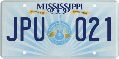 MS license plate JPU021