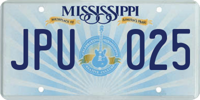 MS license plate JPU025