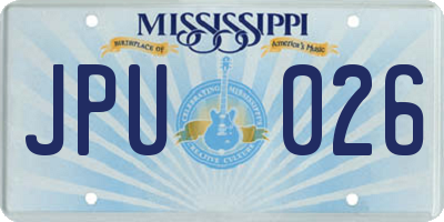 MS license plate JPU026