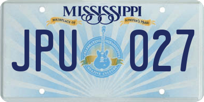 MS license plate JPU027