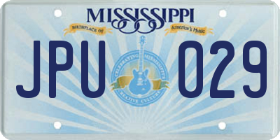 MS license plate JPU029