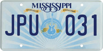 MS license plate JPU031