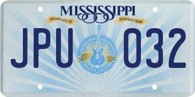 MS license plate JPU032